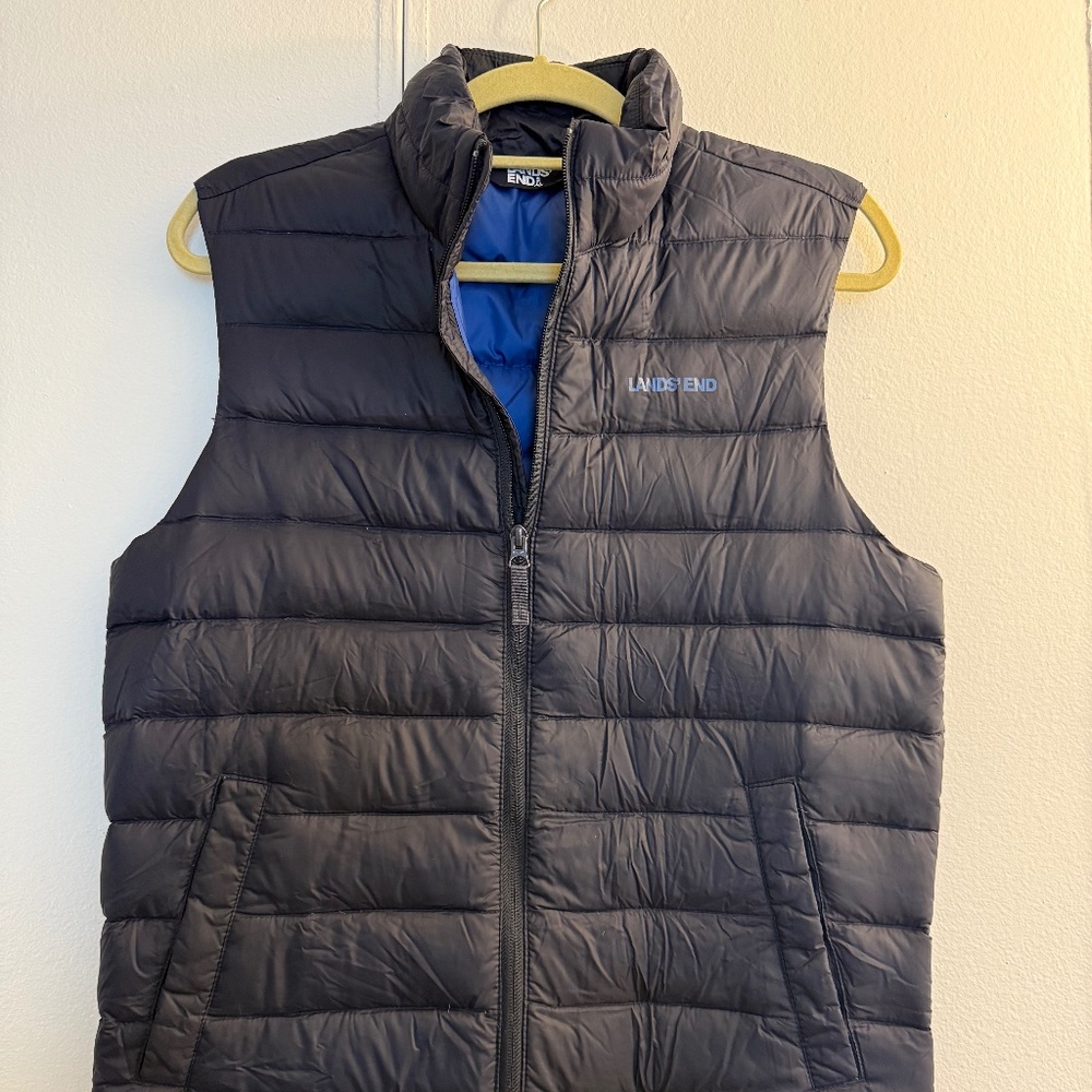 Lands' End Men's Insulated Puffer Vest Small Blue